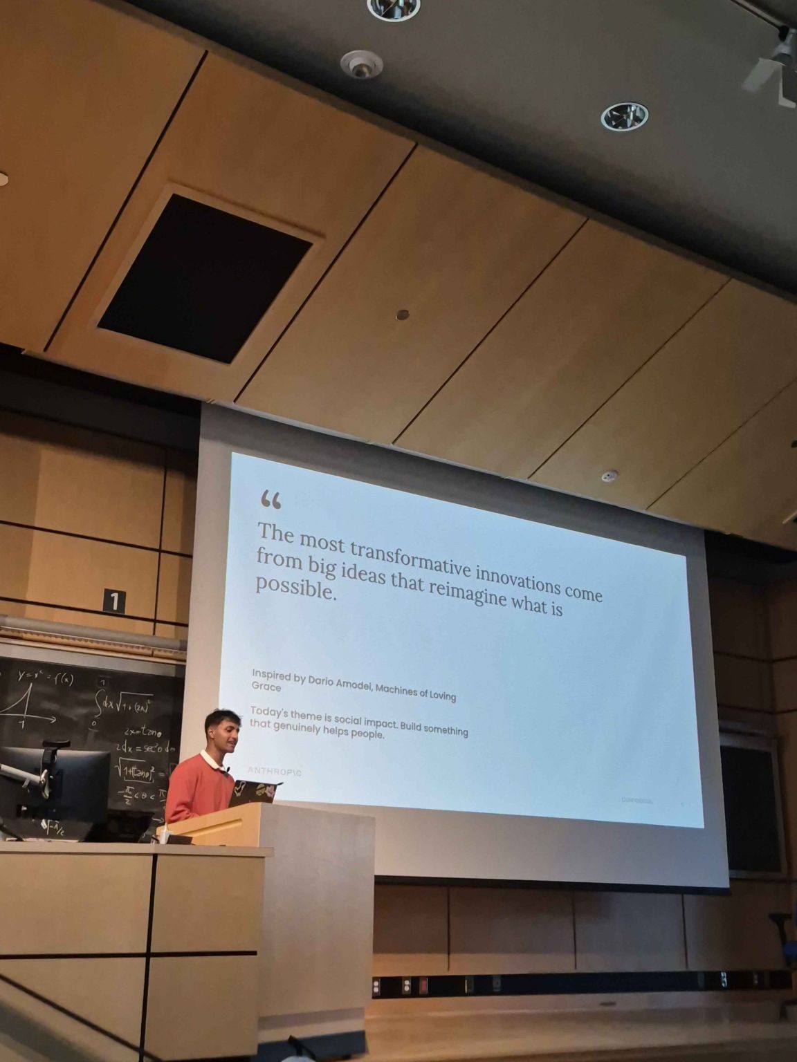 Paurav opening the social-impact Claude Hackathon at UVic
